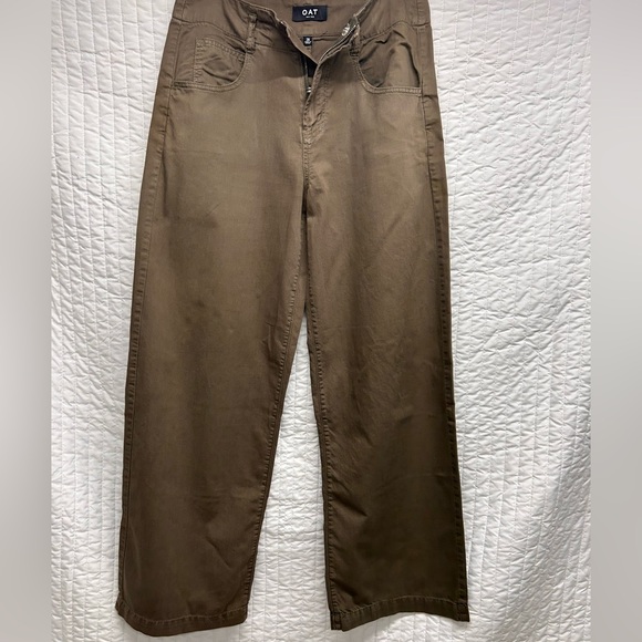 OAT New York Ryker Wide Leg Pants Olive Green Trousers Womens Sz 28 - Picture 1 of 7